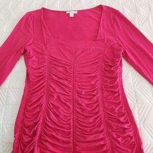 Boston Proper Pink Ruched Blouse